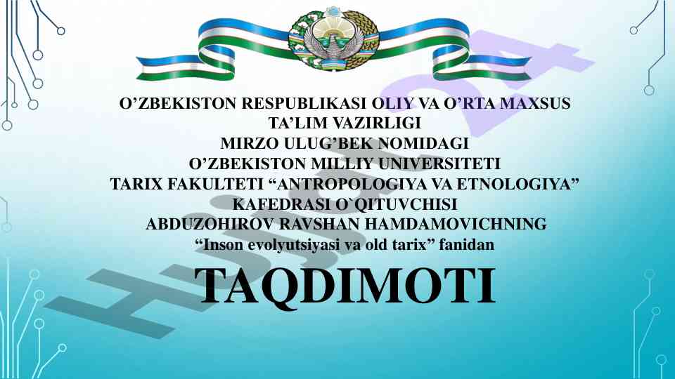 Inson evolyutsiyasi va old tarix taqdimoti