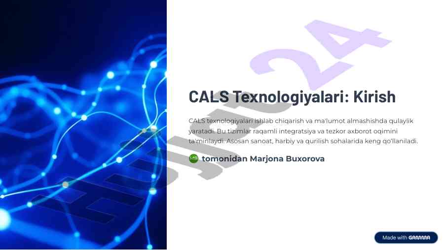 Cals texnologiyalari va ularning asosiy elementlari
