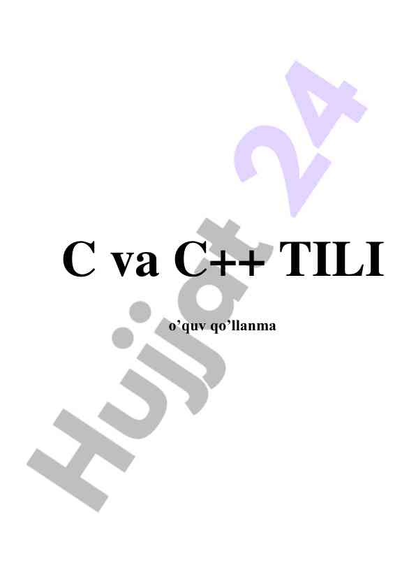 C va c++ tili o‘quv qo‘llanma