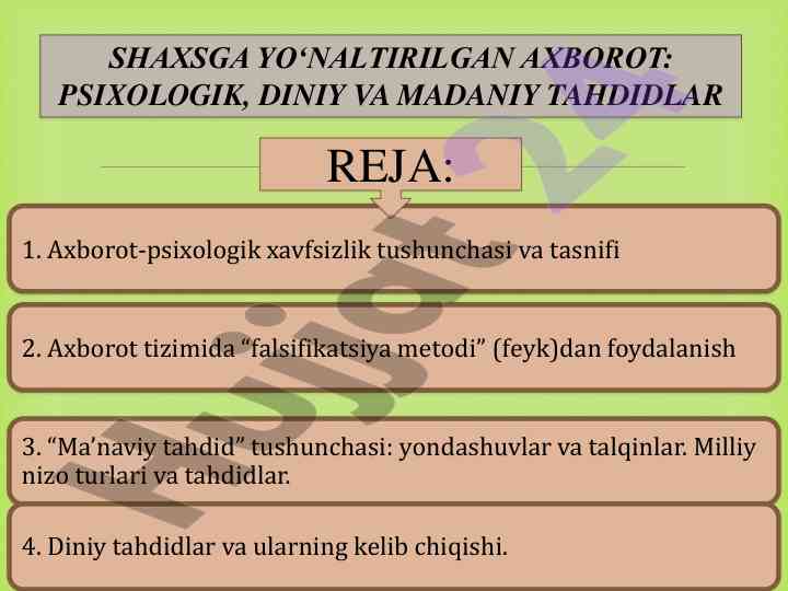 Axborot psixologik xavfsizlik tushunchalari tahlili