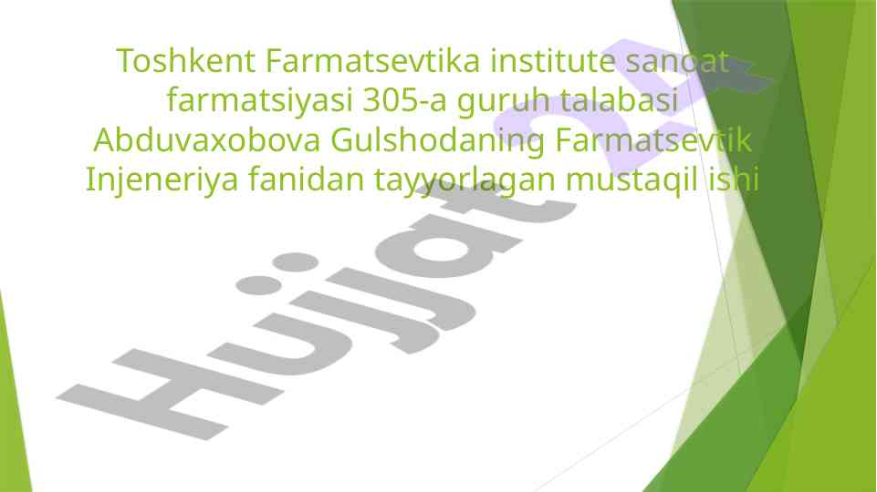 Farmatsevtika sanoatida absorbtsiya usullari