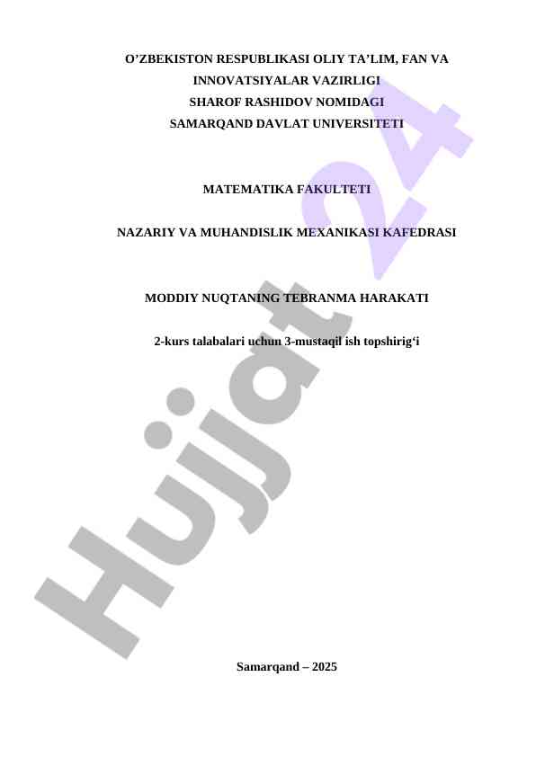 Moddiy nuqtaning tebranma harakati