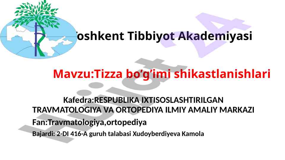 Tizza bo’g’imi shikastlanishlari asoslari