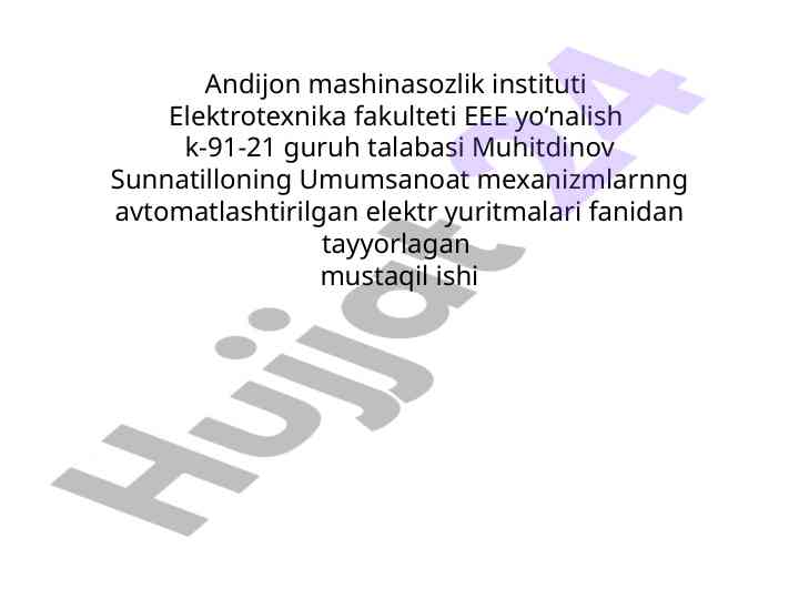 Kran mexanizmlari impuls-kalitli elektr yuritmalari