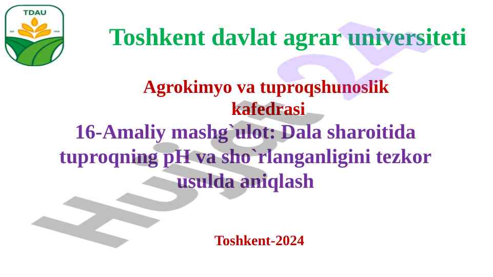 Dala sharoitida tuproqning ph aniqlash metodlari