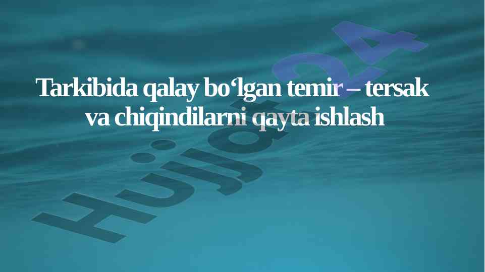 Qalayni qayta ishlash va statistik ma'lumotlar