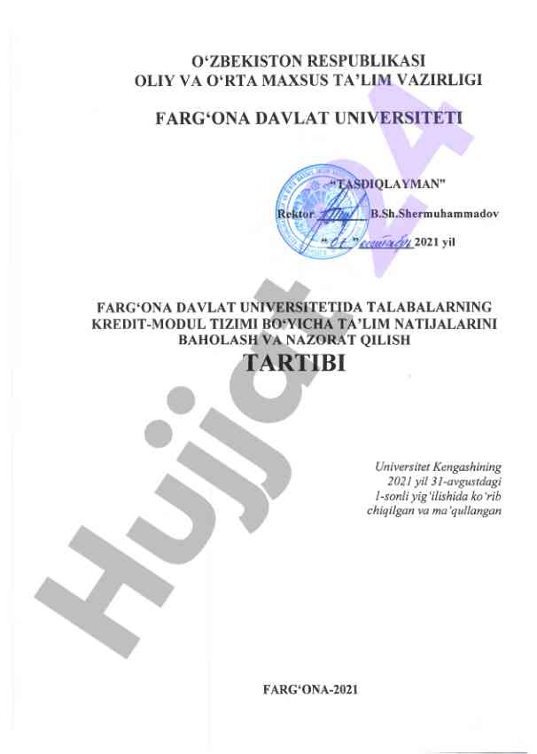 Kredit-modul tizimi bilan ta’lim natijalarini baholash