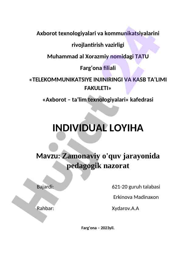 Zamonaviy o'quv jarayonida pedagogik nazorat