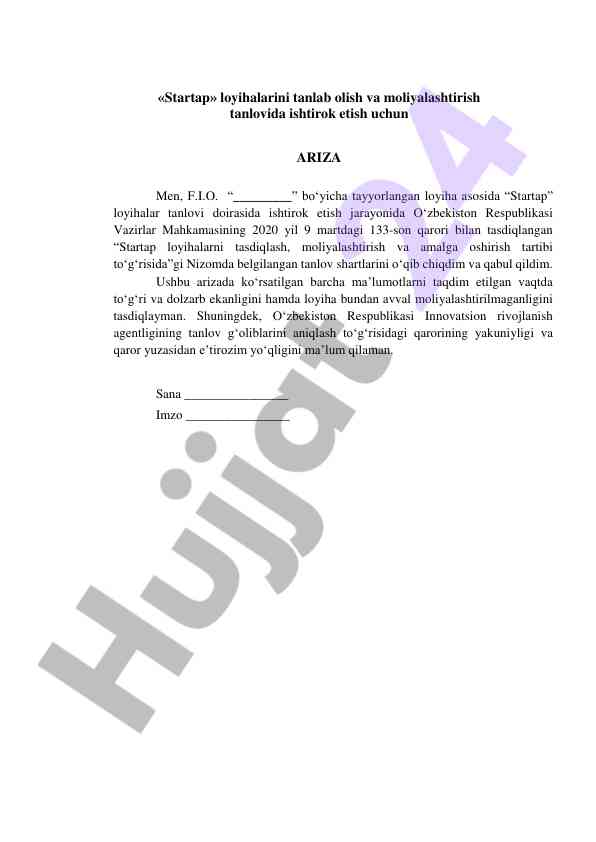 Startap loyihalarini tanlab olish jarayoni