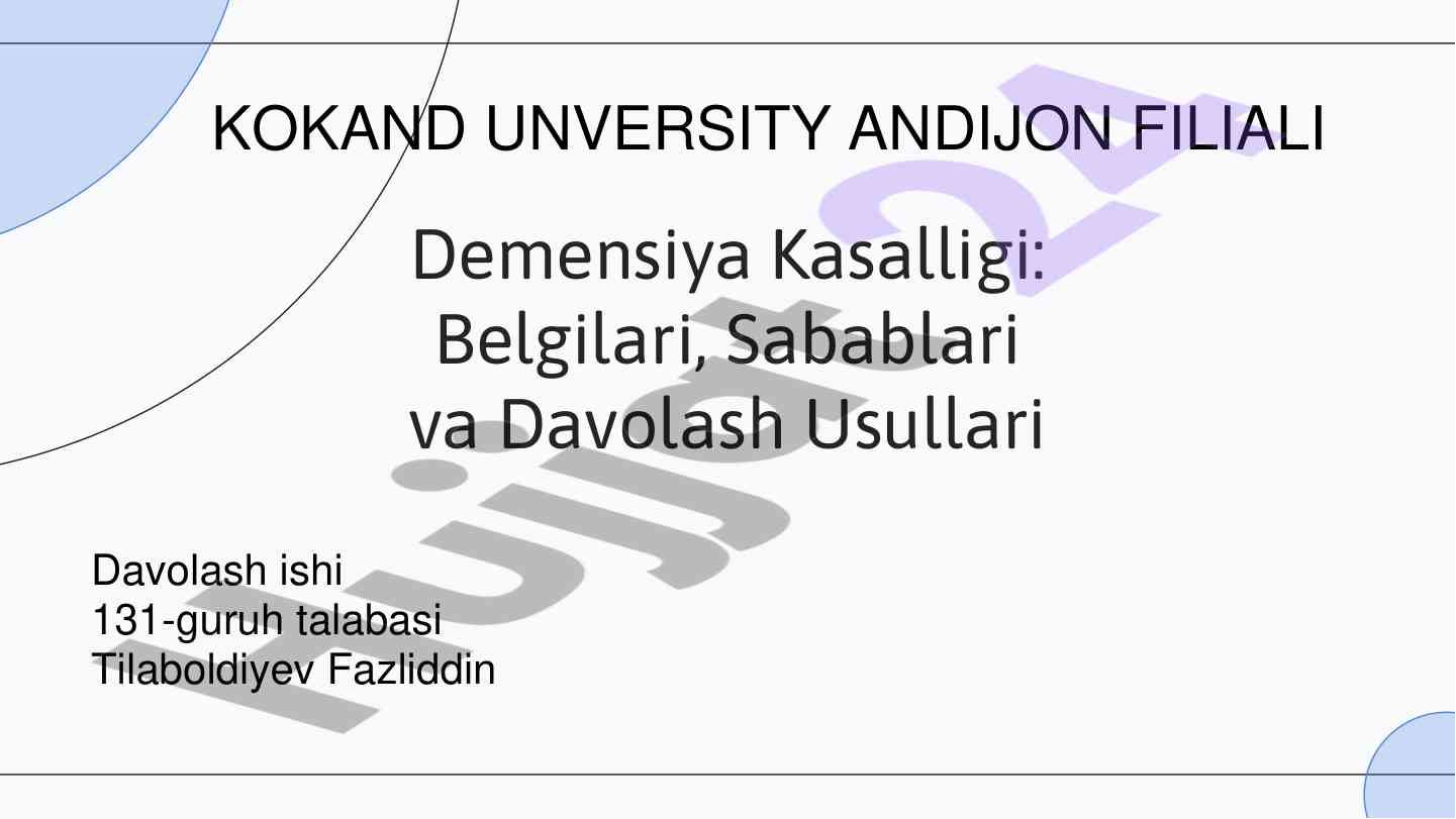 Demensiya kasalligi belgilari sabablari va davolash