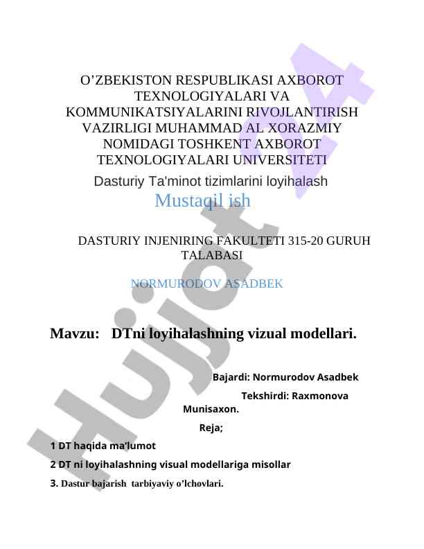Dasturiy ta'minot tizimlarini loyihalash