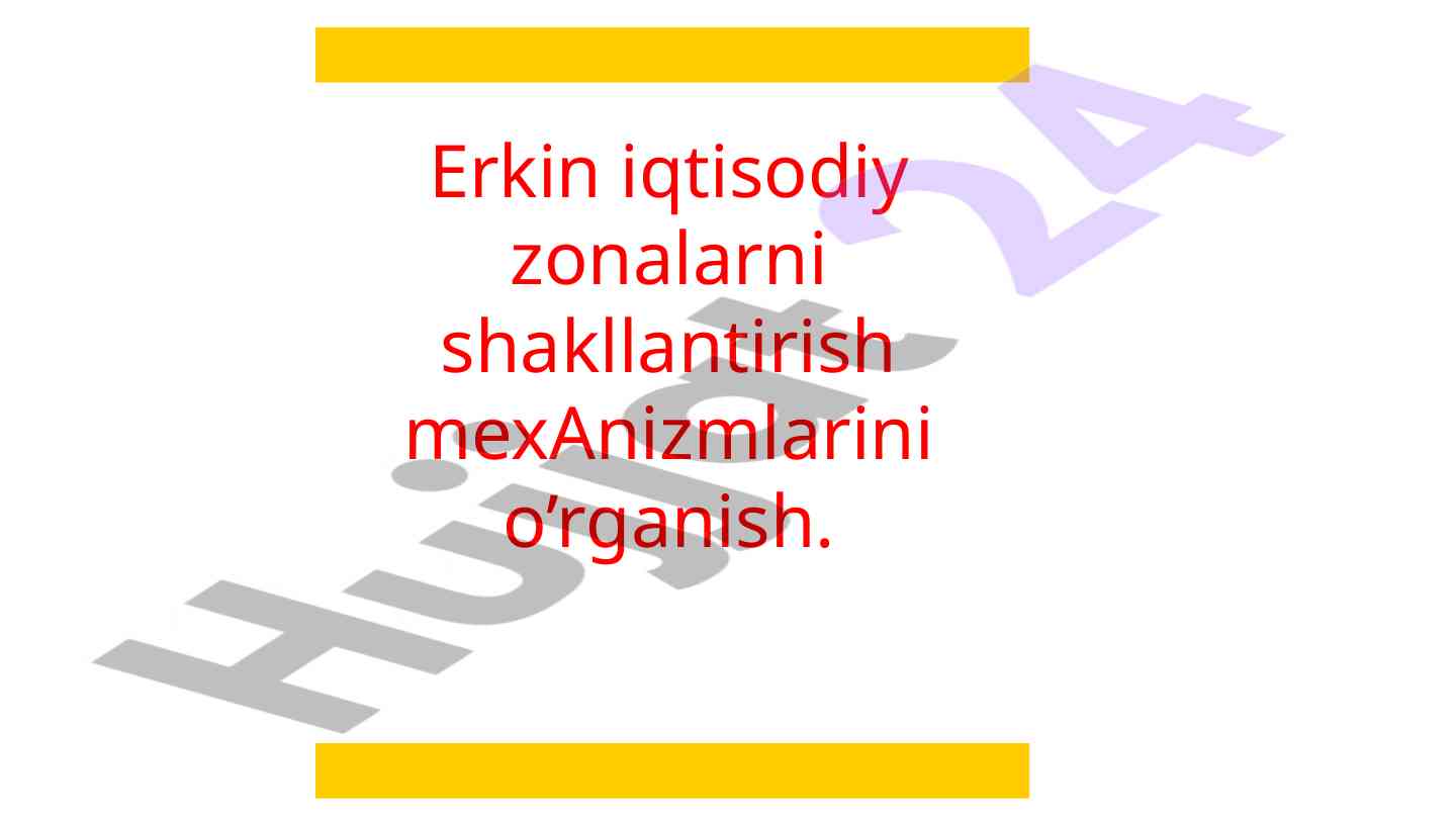 Erkin iqtisodiy zonalarni shakllantirish mexanizmlari