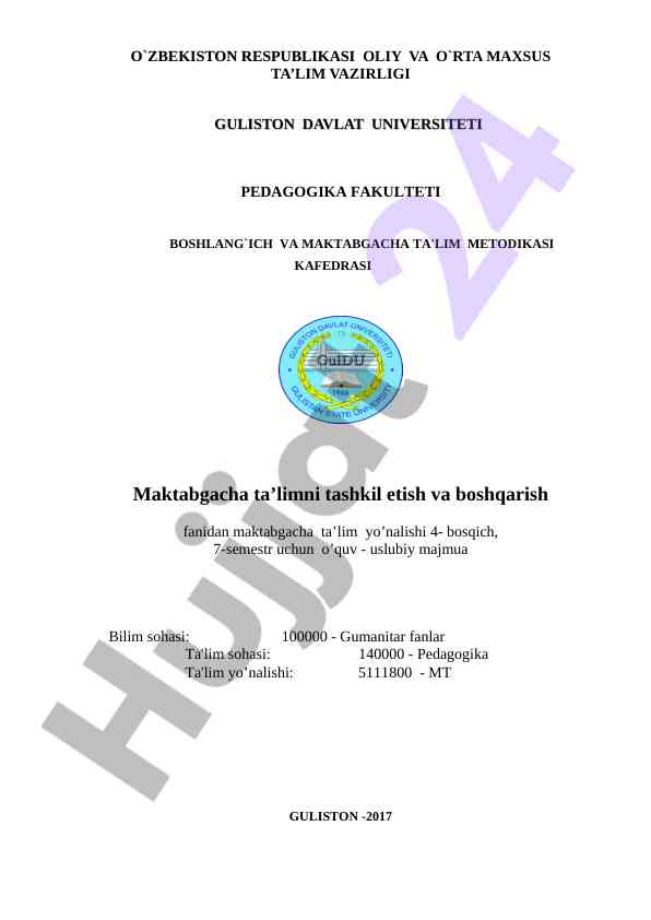Maktabgacha ta'lim metodikasi o‘quv qo‘llanmasi