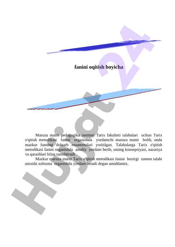 Tarix o'qitish metodikasi ma'ruza matni