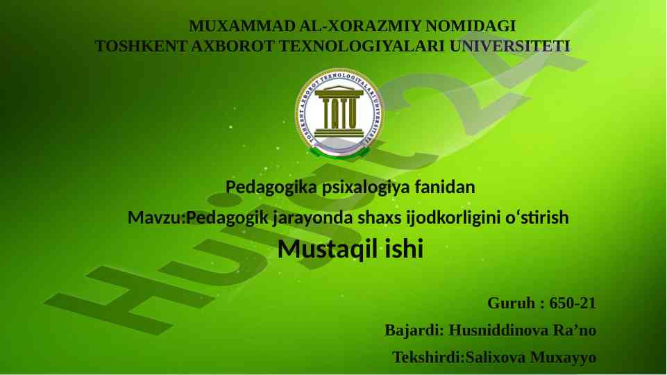 O‘qitishda shaxs ijodkorligini o‘stirish metodlari