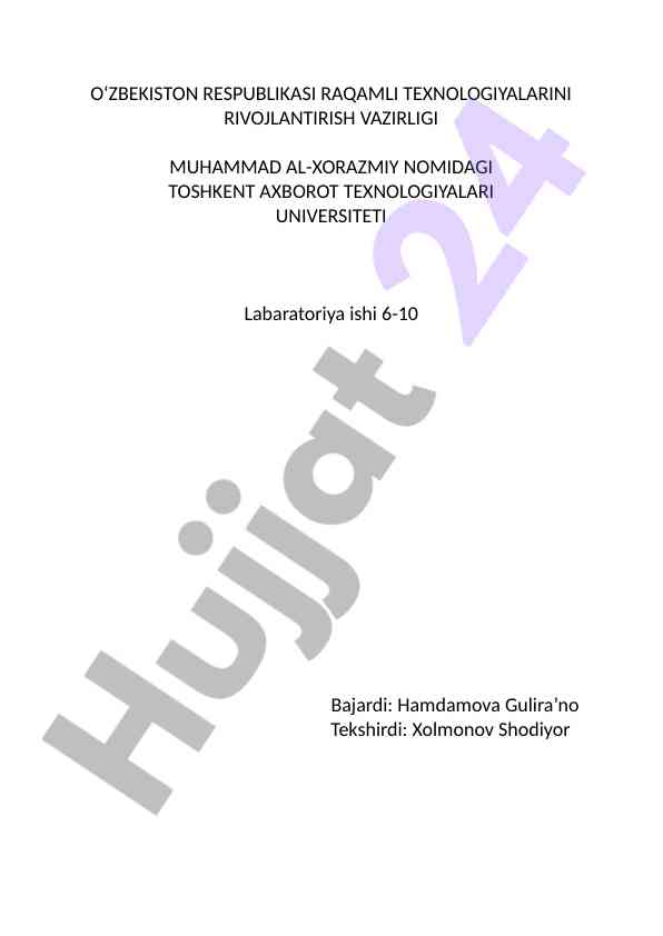 Raqamli texnologiyalarni rivojlantirish laboratoriya ishlari