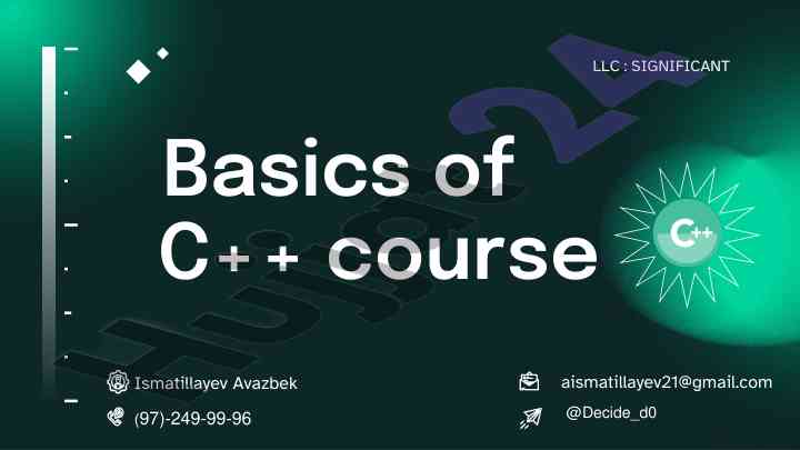 C++ dasturlash kursi: algoritmlar va sintaksis