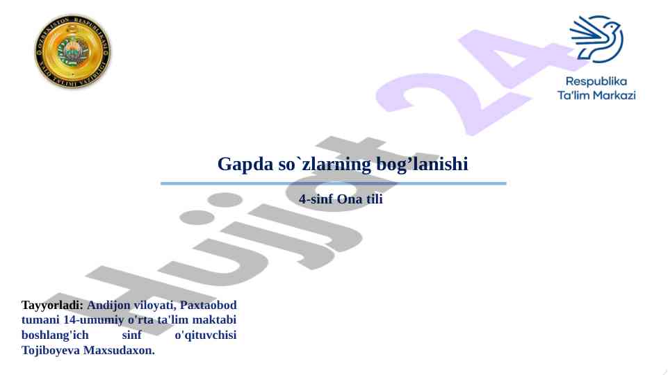 Ona tili 4-sinf dars bosqichlari jadvali