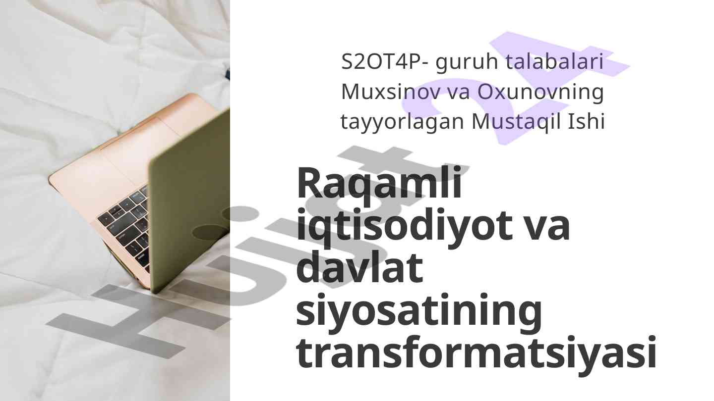 Raqamli iqtisodiyot va davlat siyosatining transformatsiyasi
