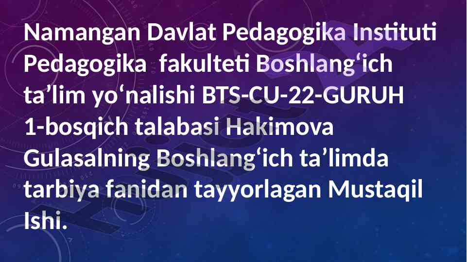 Jamoani shakllantirishning istiqbol rejalari