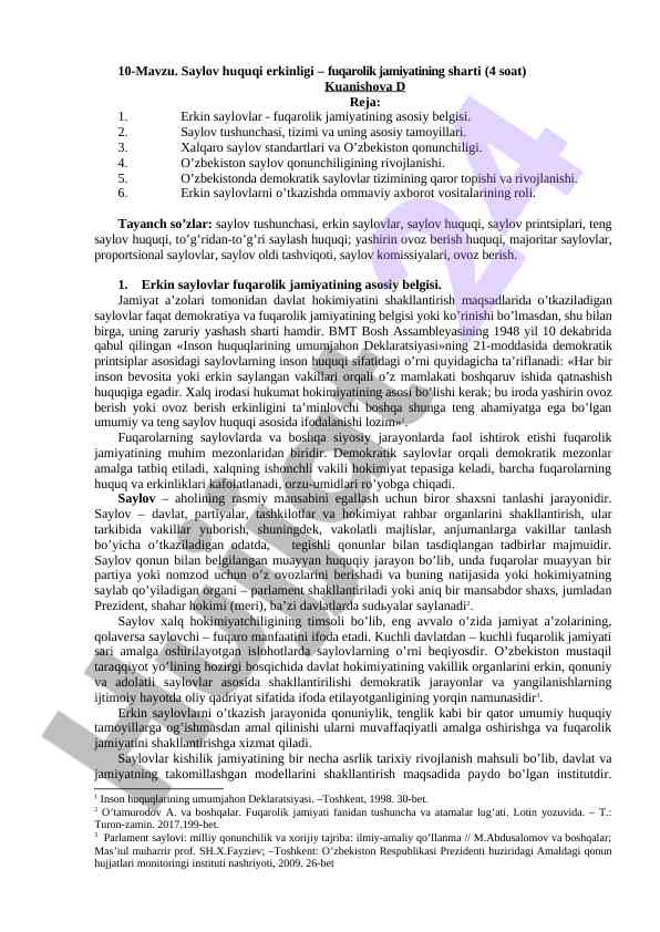 Sаylоv huquqi erkinligi va fuqаrоlik jamiyatining shаrti
