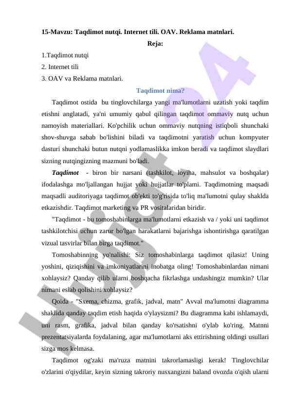 Taqdimot nutqi va internet tili bilan tanishing