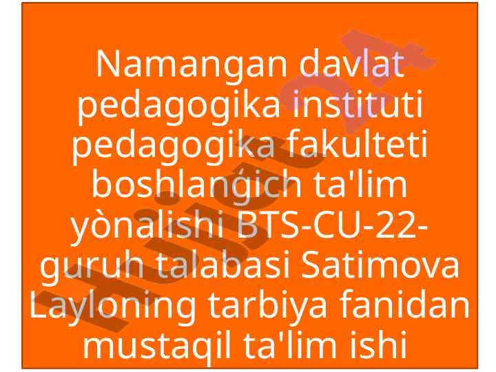 4-sinf tarbiya darsligi o'rganish ishlari