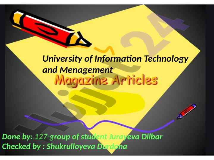 University of information technology research overview