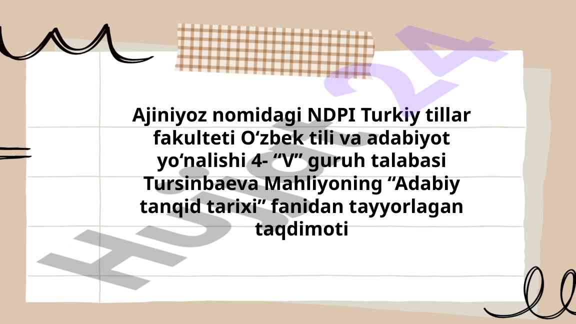 Adabiy tanqid tarixi taqdimoti jabbor eshonqul haqida
