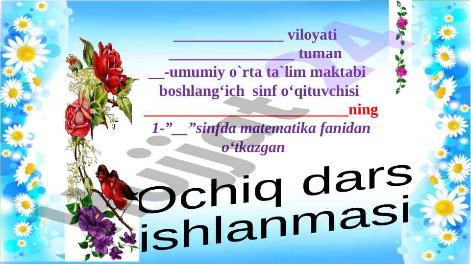 Matematika darsi 1-sinf oltin qoidalar