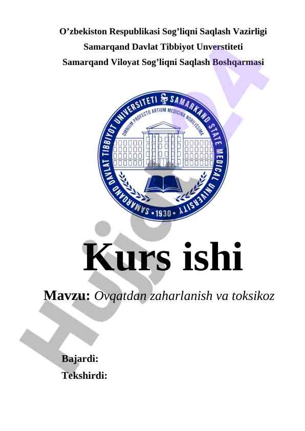 Ovqatdan zaharlanish va toksikoz mavzusi