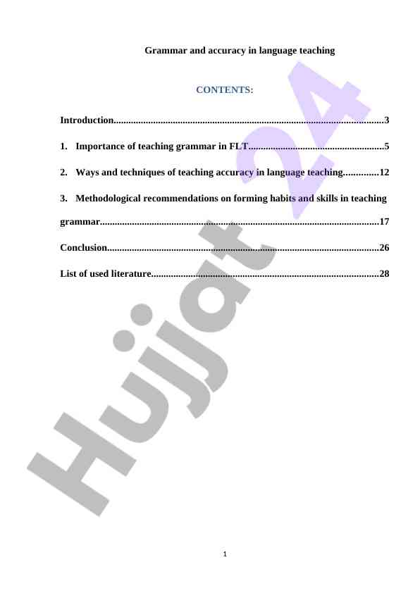 Grammar and accuracy in language teaching techniques