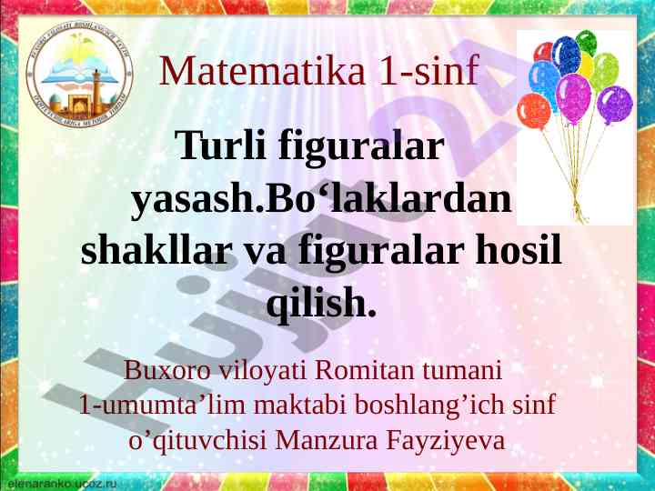 Matematika 1-sinf turli figuralar yasash