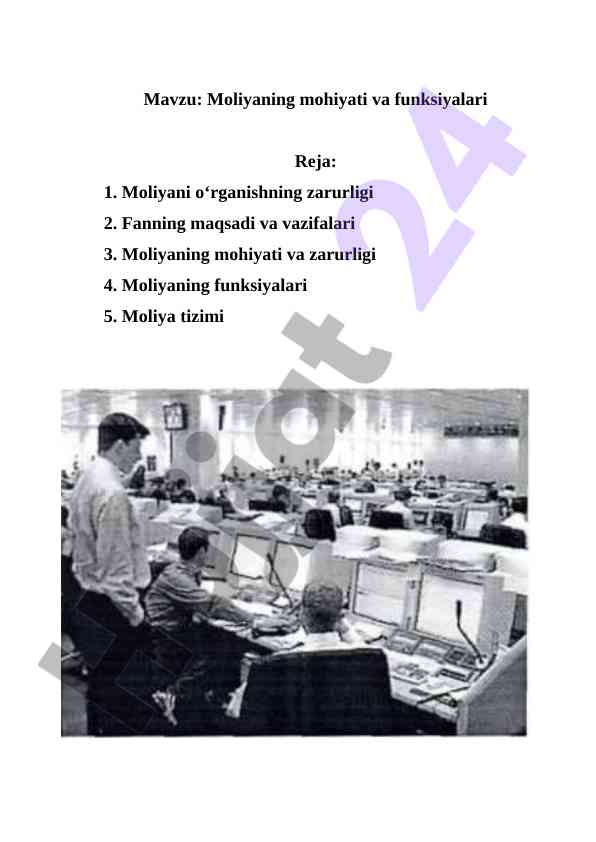 Moliyaning mohiyati va funksiyalari o‘rganilishi