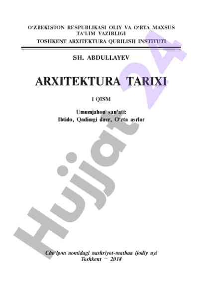 Arxitektura tarixi o‘quv qo‘llanmasi q. i