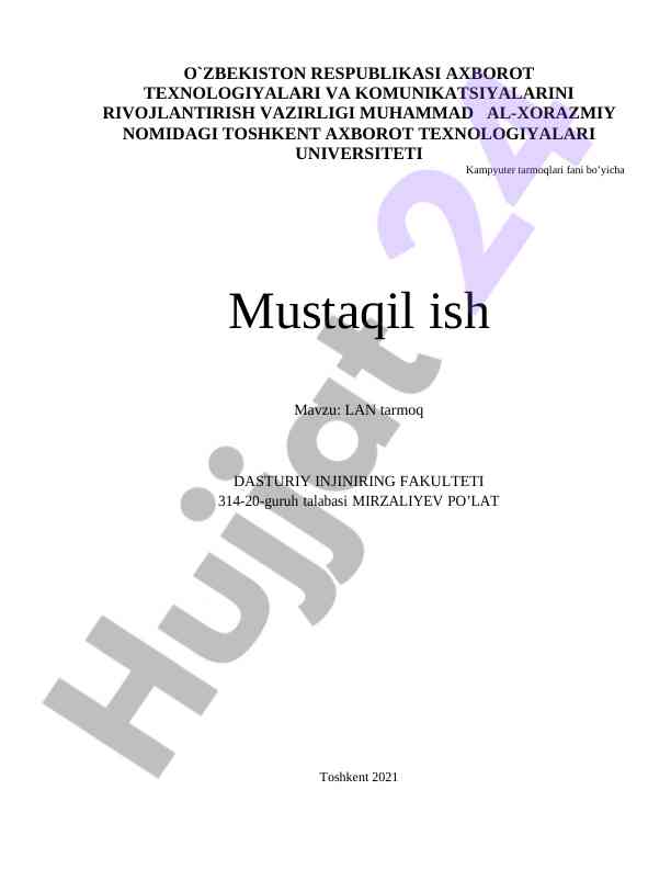 Lan tarmoq dasturiy injiniyeringi mukammalliklari