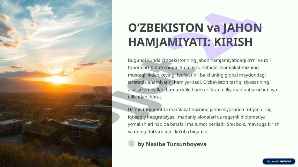 Oʻzbekiston va jahon hamjamiyati: kirish