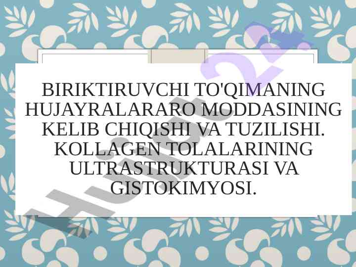 Birikuvchi to'qimaning hujayralarararo moddasining ta'rifi