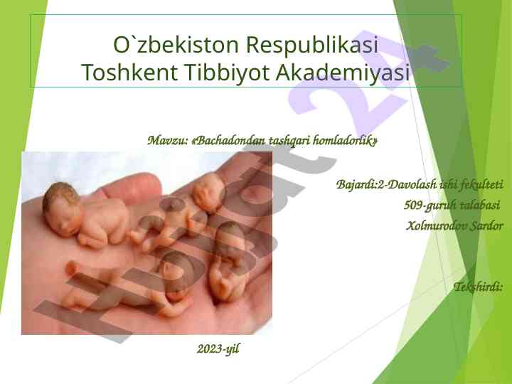 Bachadondan tashqari homladorlik tahlili