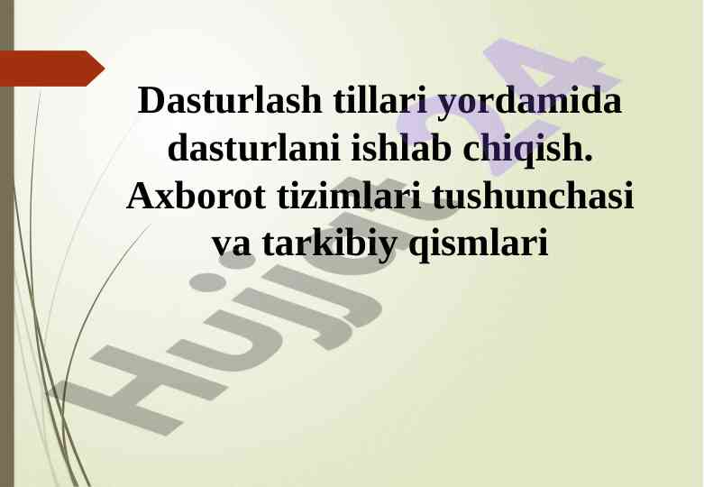 Dasturlash tillari va axborot tizimlari