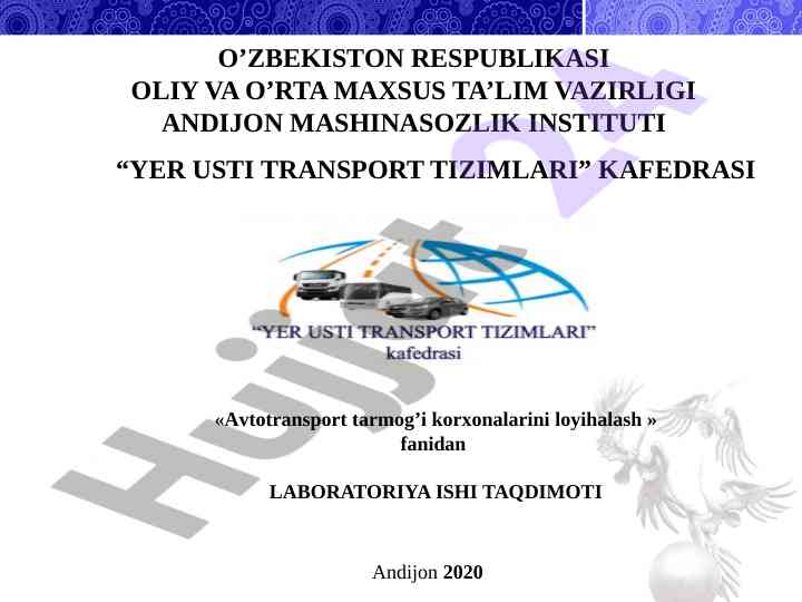 Avtomobillarga servis xizmat kursatish markazi loyihasi