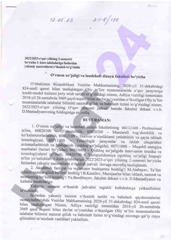 Kredit-modul tizimi o'quv jarakonida joriy etish