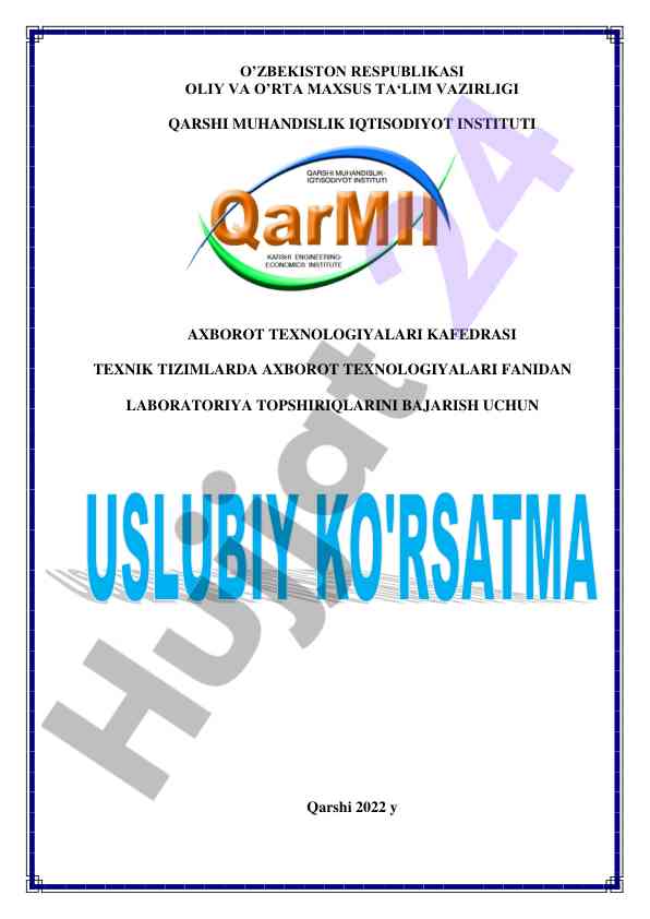 Axborot texnologiyalari fanidan laboratoriya topshiriqlari