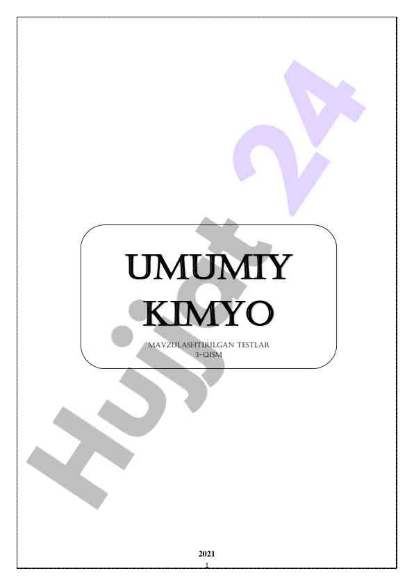Umumiy kimyo mavzulashtirilgan testlar 3-qism