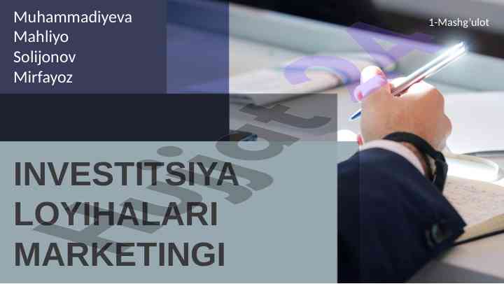 Investitsiya loyihalari marketingi asoslari