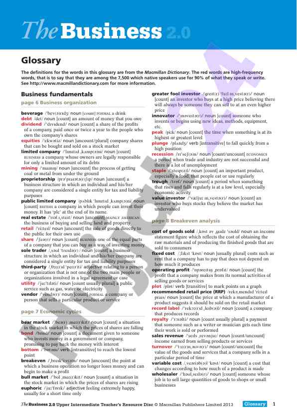Business 2.0 glossariy tushunchalari