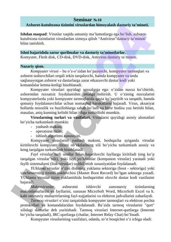 Viruslardan himoyalash dasturi tizimlari