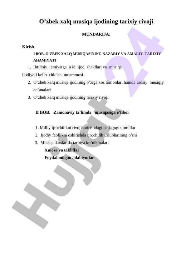 O'zbek Xalq Musiqasining Tarixiy Rivoji