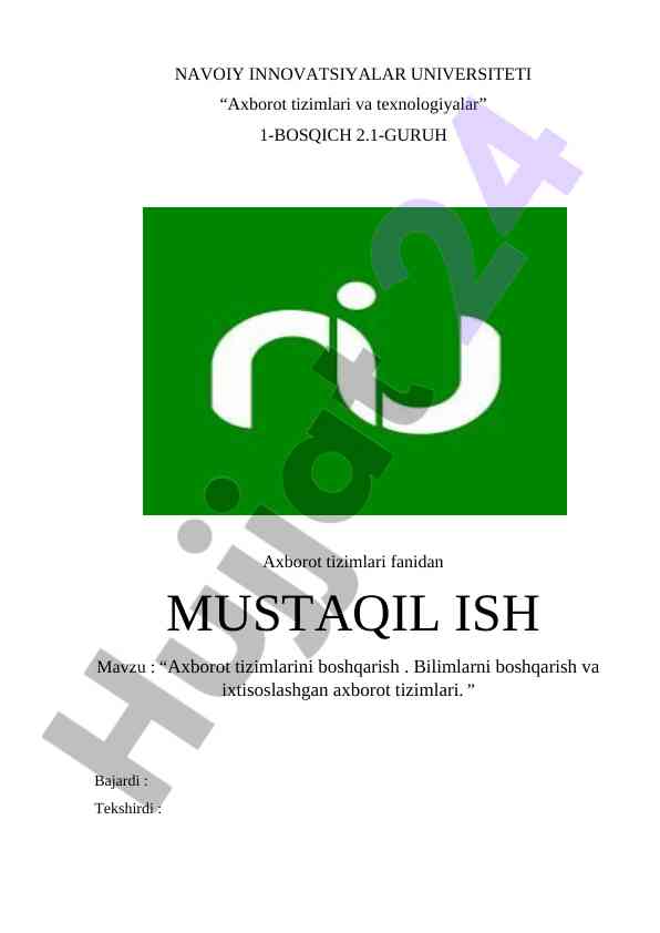 Axborot tizimlarini boshqarish va bilimlarni boshqarish