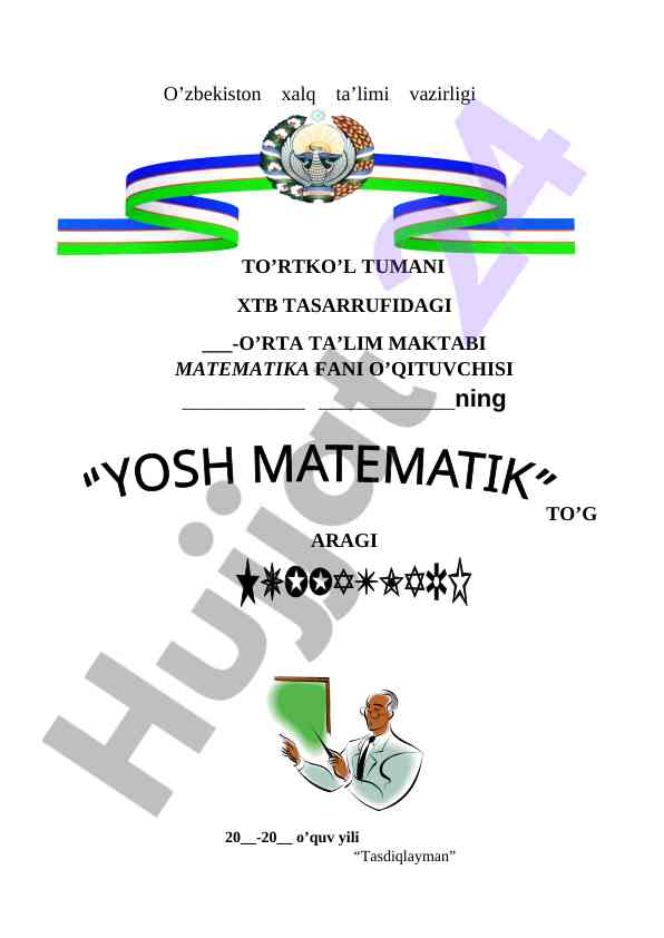 Yosh matematik to'garagi yillik ish rejasi 2020-2021